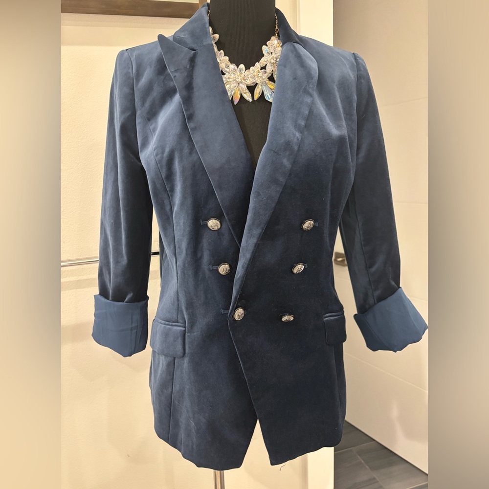 White Black Market Blue Double-Breasted Women's Blazer